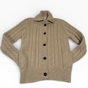 Vintage 1990's GRAND TIER 100% Wool Cable Knit Button Up Sweater Cardigan Sz L